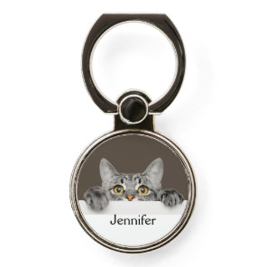 Cute Your Name Tabby Cat Pet Animal Phone Ring Stand
