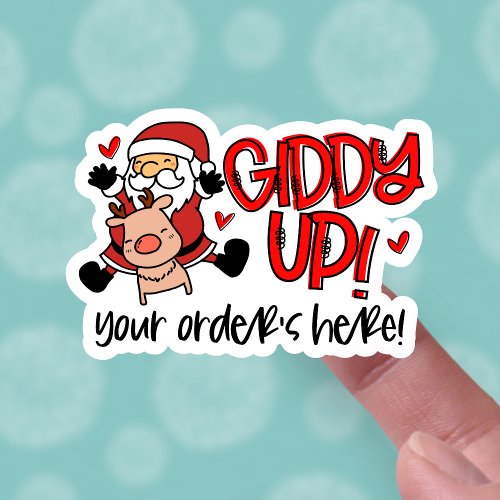 Cute Your Order Is Here Christmas Santa Business Sticker