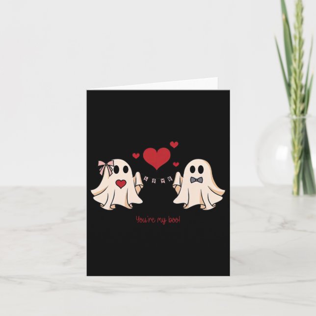 Cute You're My Boo Ghost Cute Spooky Valentines Da Card (Front)