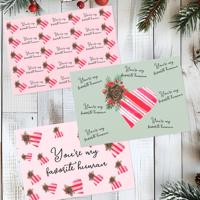 Cute You're My Favorite Human Pink Christmas Wrapping Paper Sheets (Creator Uploaded)