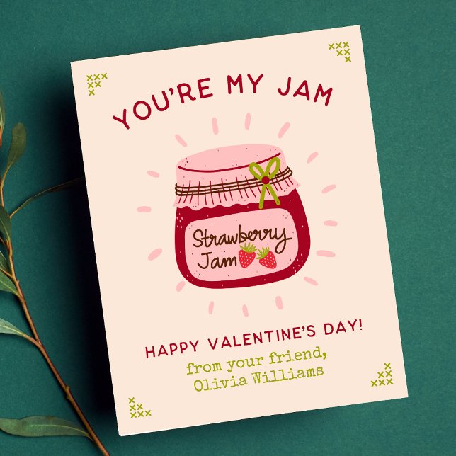 Cute You're My Jam Classroom Valentine's Day Photo Note Card (Creator Uploaded)