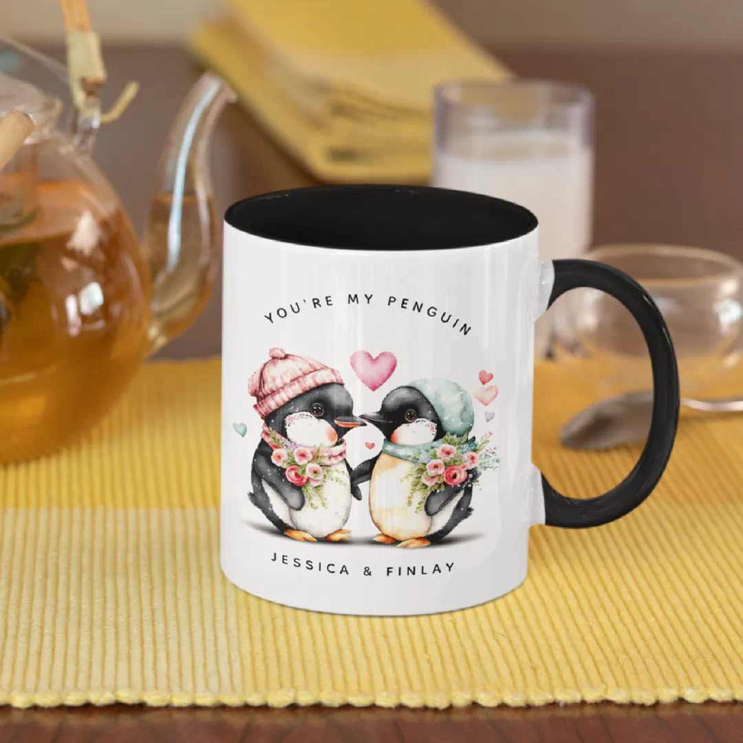 Cute You're My Penguin Personalized Couples Mug
