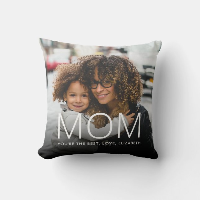 Cute You're the Best MOM Mother's Day 2 Photo Throw Pillow (Front)