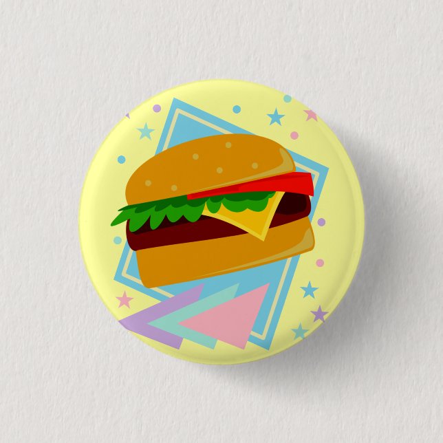 Cute Yummy Burger Pinback Button (Front)