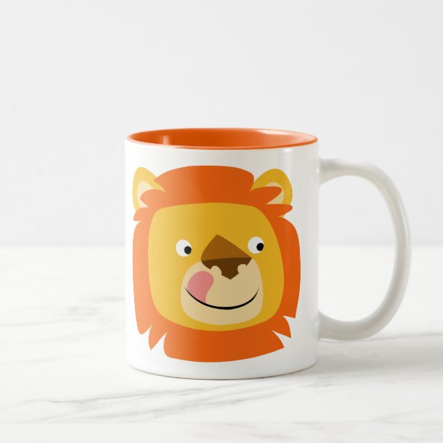 Cute Yummy Cartoon Lion Two-Tone Coffee Mug (Right)