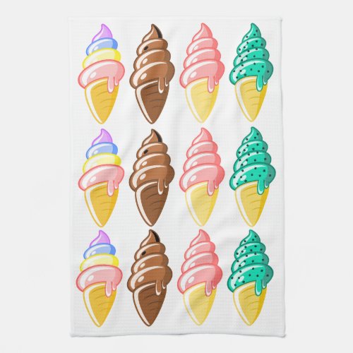 Cute  Yummy Ice Cream Cones Dessert Kitchen Towel