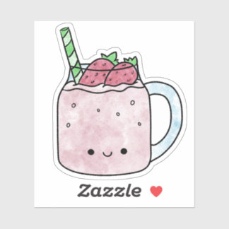 Cute yummy strawberry smoothie sticker