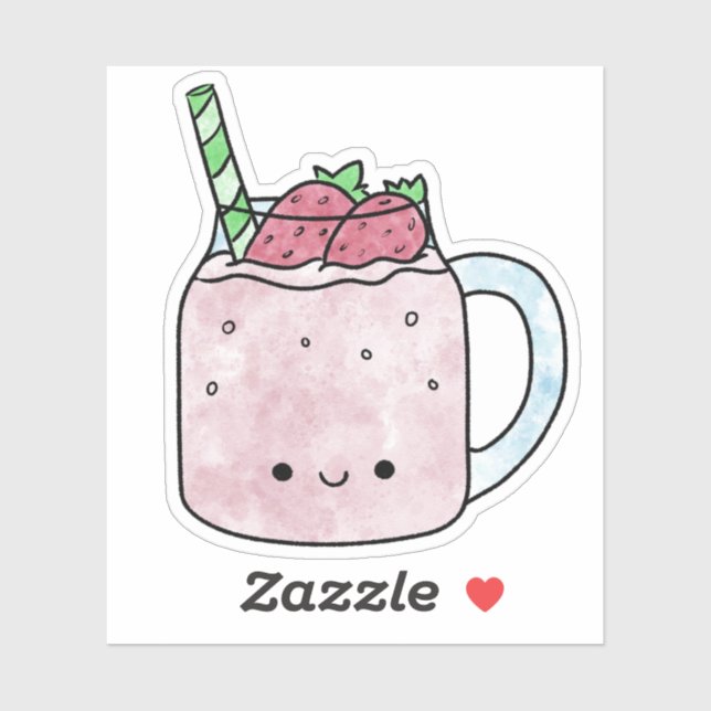 Cute yummy strawberry smoothie sticker (Sheet)