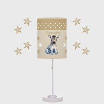 Cute zebra add name stars brown table lamp