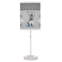 Cute zebra add name stars grey table lamp