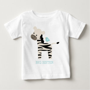 Cute Zebra and Bird Custom Message Baby T-Shirt
