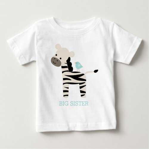 Cute Zebra and Bird Custom Message Baby T_Shirt