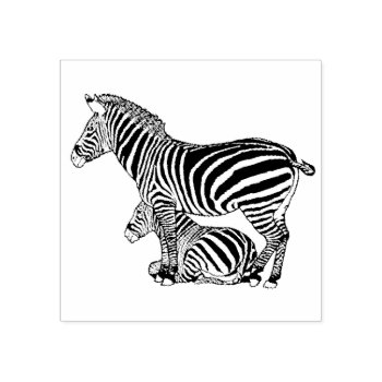 Cute Zebra And Foal Line Drawing Rubber Stamp by judgeart at Zazzle