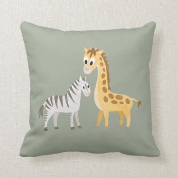 Cute Zebra And Giraffe Safari Baby Throw Pillow by DoodleDeDoo at Zazzle
