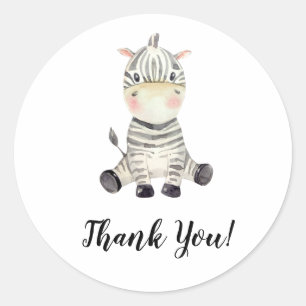 Cute Zebra Animal Thank You Classic Round Sticker