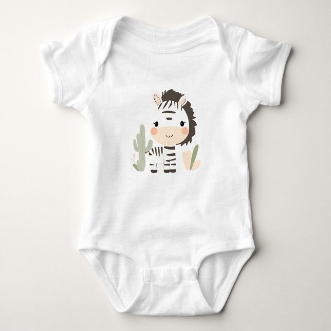 Cute Zebra Baby Jersey Bodysuit (Front)