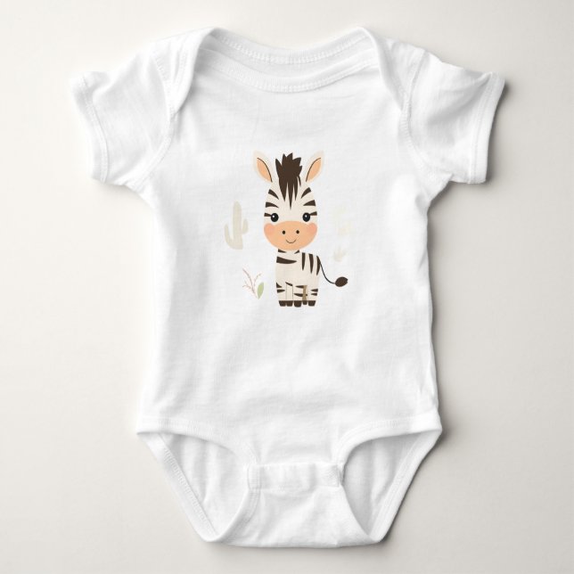 Cute Zebra Baby Jersey Bodysuit (Front)