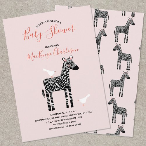 Cute Zebra Baby Shower Invitation