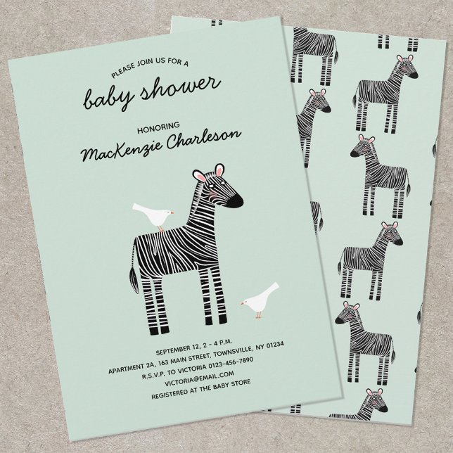 Cute Zebra Baby Shower Invitation (Creator Uploaded)