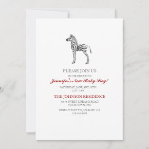 Cute Zebra Baby Shower Invitation