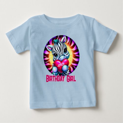 Cute Zebra Birthday Girl Baby T_Shirt