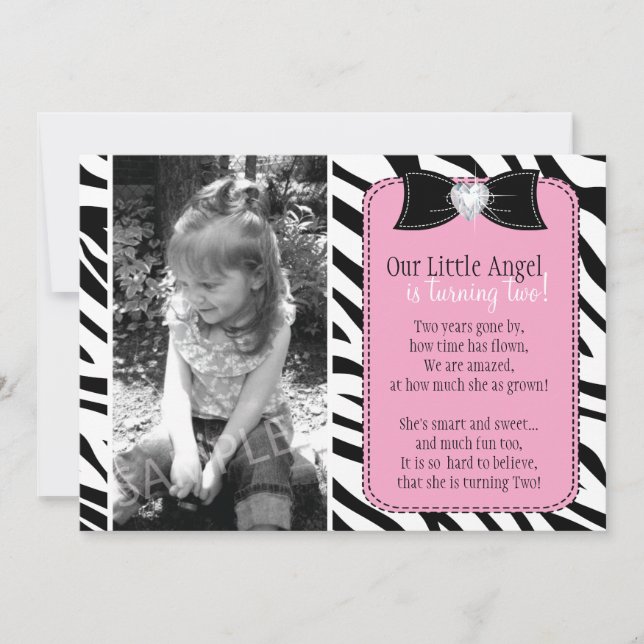Cute Zebra Birthday Party Invitation (Front)