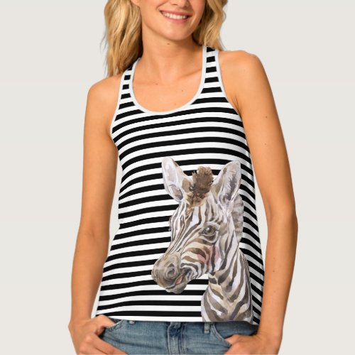 Cute Zebra Black white Stripes Tank Top