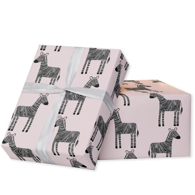 Cute Zebra Blush Pink Wrapping Paper (Fun zebra blush pink pattern gift wrapping paper roll)