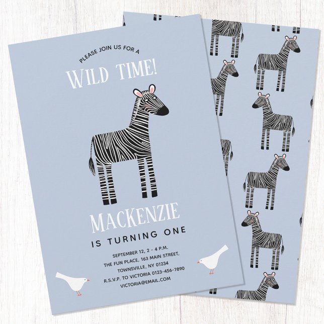 Cute Zebra Boy 1st Birthday Party Invitation (Creator Uploaded)