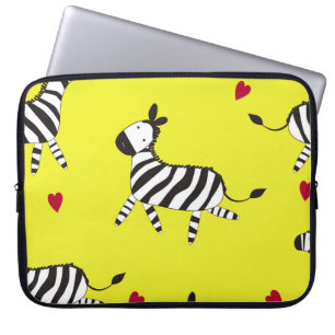 Cute Zebra cartoon seamless pattern background ill Laptop Sleeve