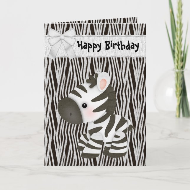 Cute Zebra & Cupcake (inside) Birthday Card (Front)