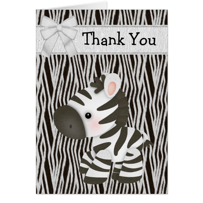 Cute Zebra & Cupcake (inside) Thank You Card