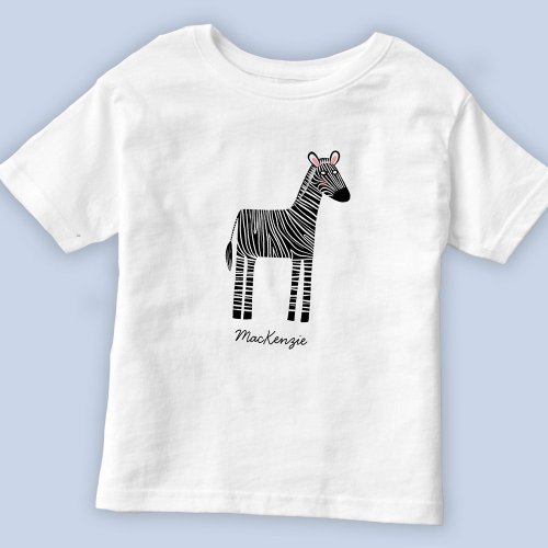 Cute Zebra Custom Name Toddler T_shirt