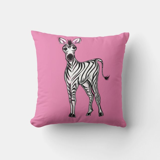 Cute Zebra drawing, safari animals  Throw Pillow (Front)