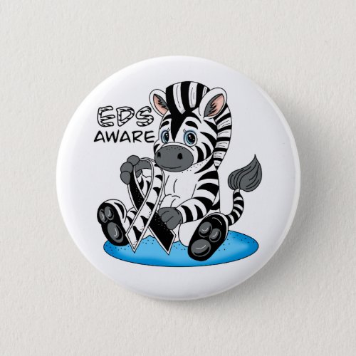  Cute Zebra EDS Awareness Ribbon Button