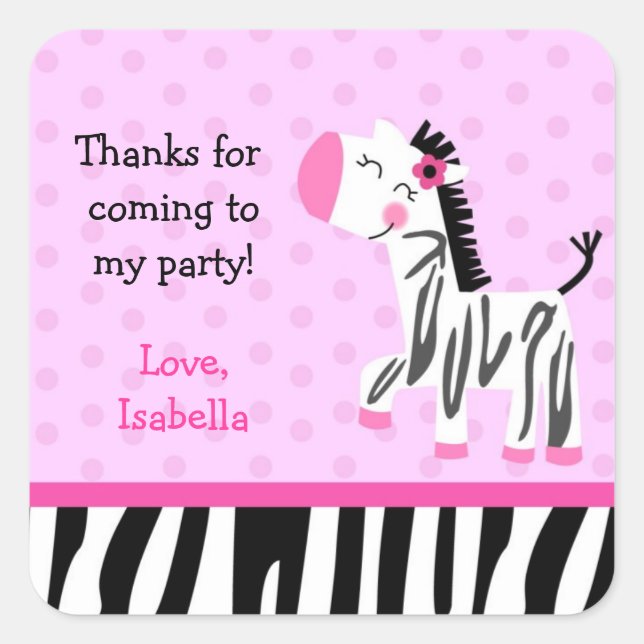 Cute Zebra favor stickers (Front)