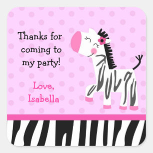 Cute Zebra favor stickers