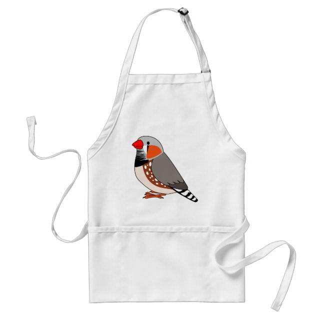 Cute zebra finch cartoon drawing adult apron (Front)