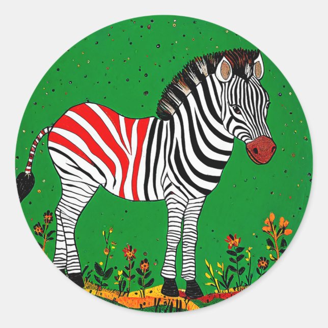Cute zebra for Animal Lovers & Fun Gift 🦓✨ Classic Round Sticker (Front)