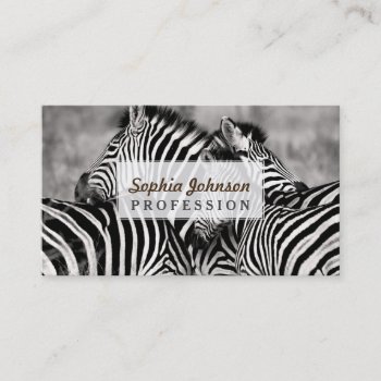 Cute Zebra Herd Nature Safari Black White Business Card by WonderfulPictures at Zazzle