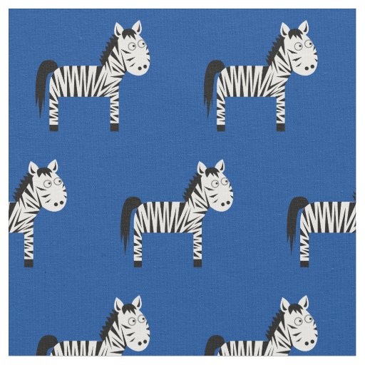 Cute Zebra Kid Baby Nursery Blue Fabric