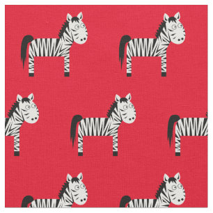 Cute Zebra Kid Baby Nursery Red Fabric