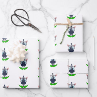 Cute Zebra Kids Birthday Safari Animal Pattern Wrapping Paper Sheets