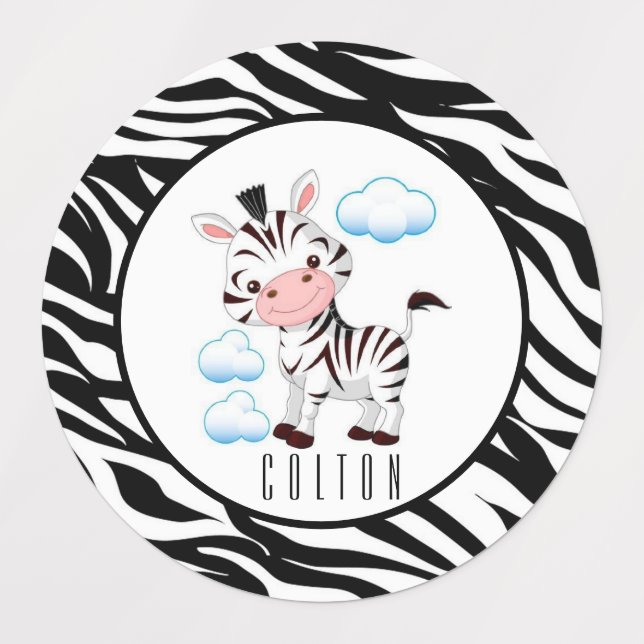 Cute Zebra Kids' Labels (Design 1)