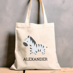 Cute Zebra Kids' Personalized Tote Bag<br><div class="desc">This kids' tote bag for animal lovers features a cute illustration of a zebra. Personalize it with your child's name in black letters. Makes a great book bag for boys or girls!</div>