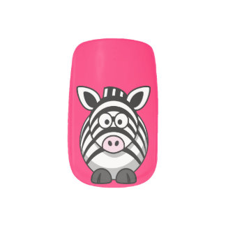 Cute Zebra on Hot Pink Background Minx Nail Art