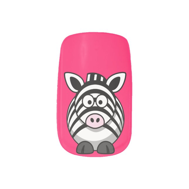Cute Zebra on Hot Pink Background Minx Nail Art (Right Thumb)