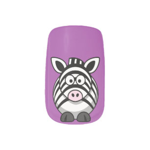 Cute Zebra on Purple Background Minx Nail Art