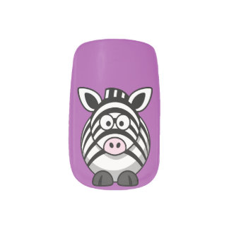 Cute Zebra on Purple Background Minx Nail Art