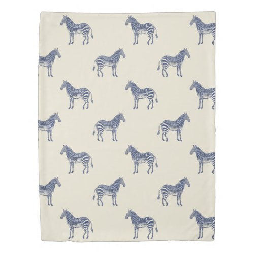 Cute Zebra Pattern Simple Blue Design Duvet Cover